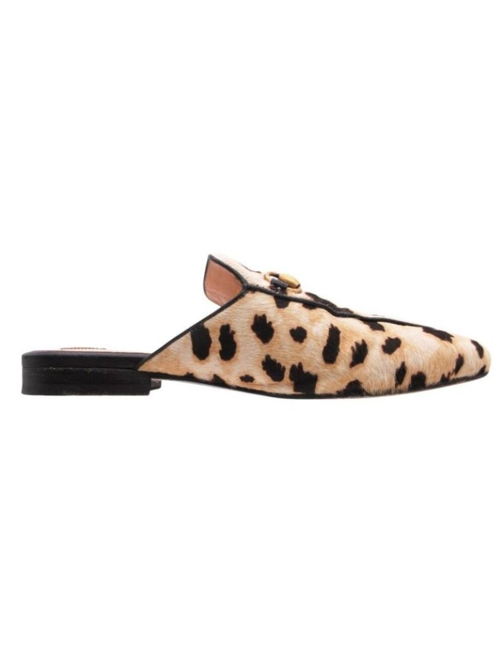 Gucci Horsebit Calf Hair Leopard Pattern Mule Sandals Shoes White 34.5 - Picture 2 of 8